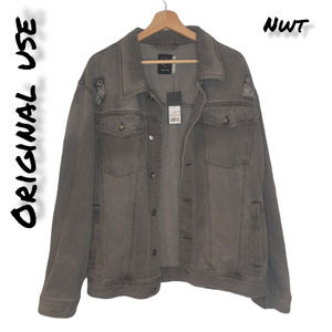 NWT ORIGINAL Use Unisex Gray Denim Collared Button Down Jacket Sz Large